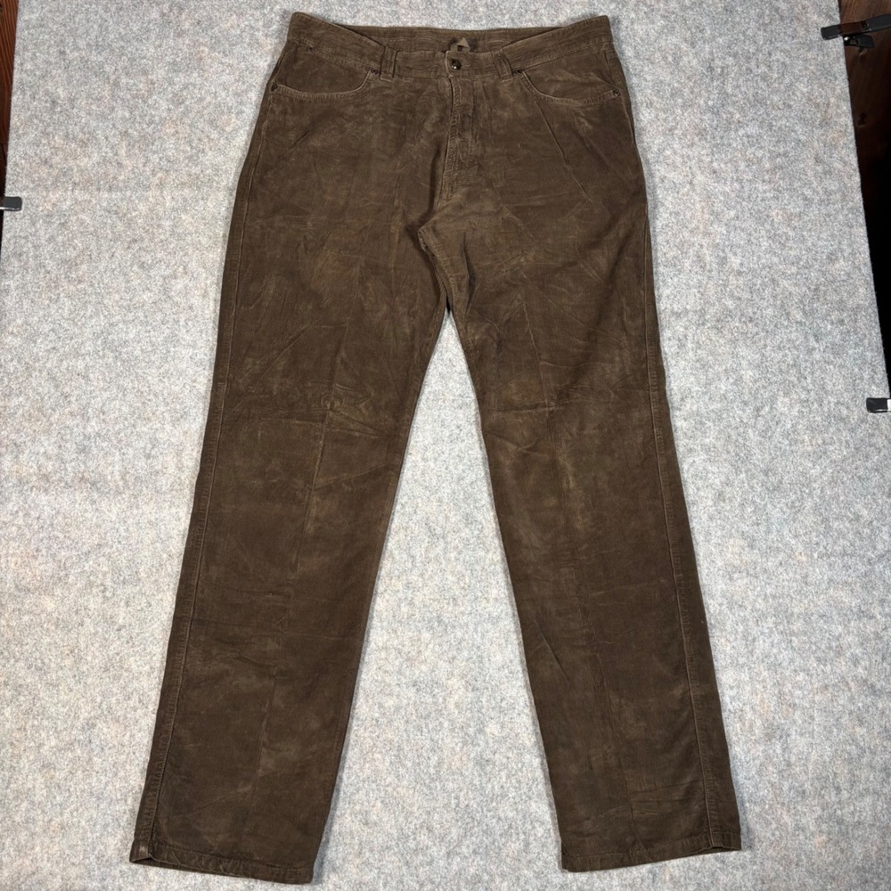Ermenegildo Zegna Corduroy Pants Mens 38 x 35 Brown Straight Leg Made in Italy